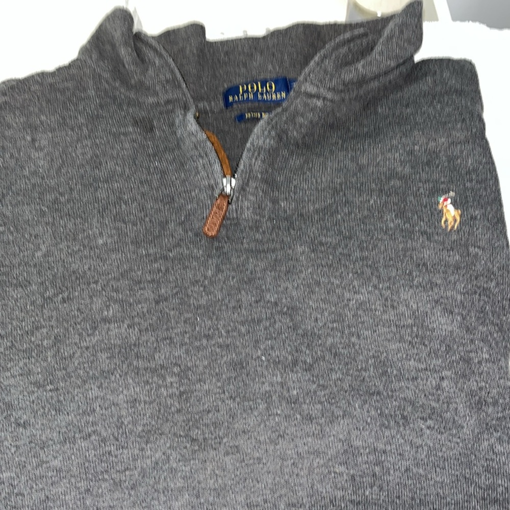 Polo Ralph Lauren Gray Quarter-Zip Pullover Size XL 100% Cotton. Very Good Used